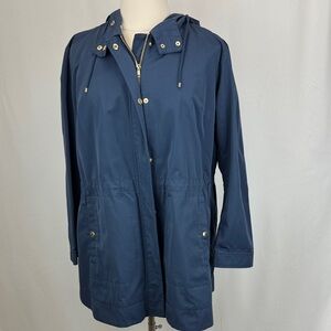 LOFT 18W plus size raincoat trench coat anorak navy blue